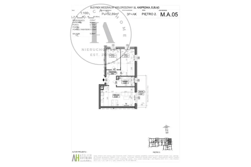 Elbląg, Marcina Kasprzaka, M.A.05 / 52,89 m², II piętro