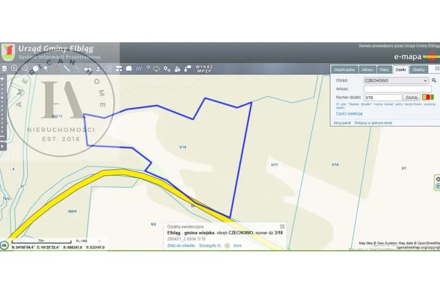 elbląski, Elbląg, Czechowo, Działka na sprzedaż