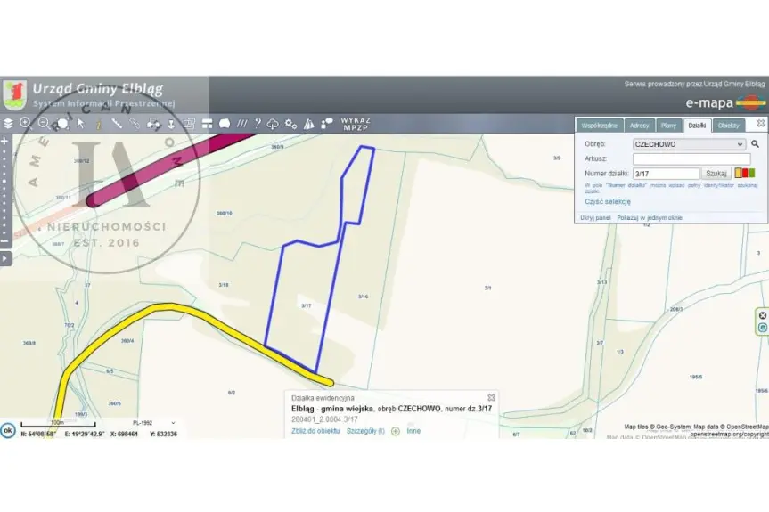 elbląski, Elbląg, Czechowo, Działka na sprzedaż
